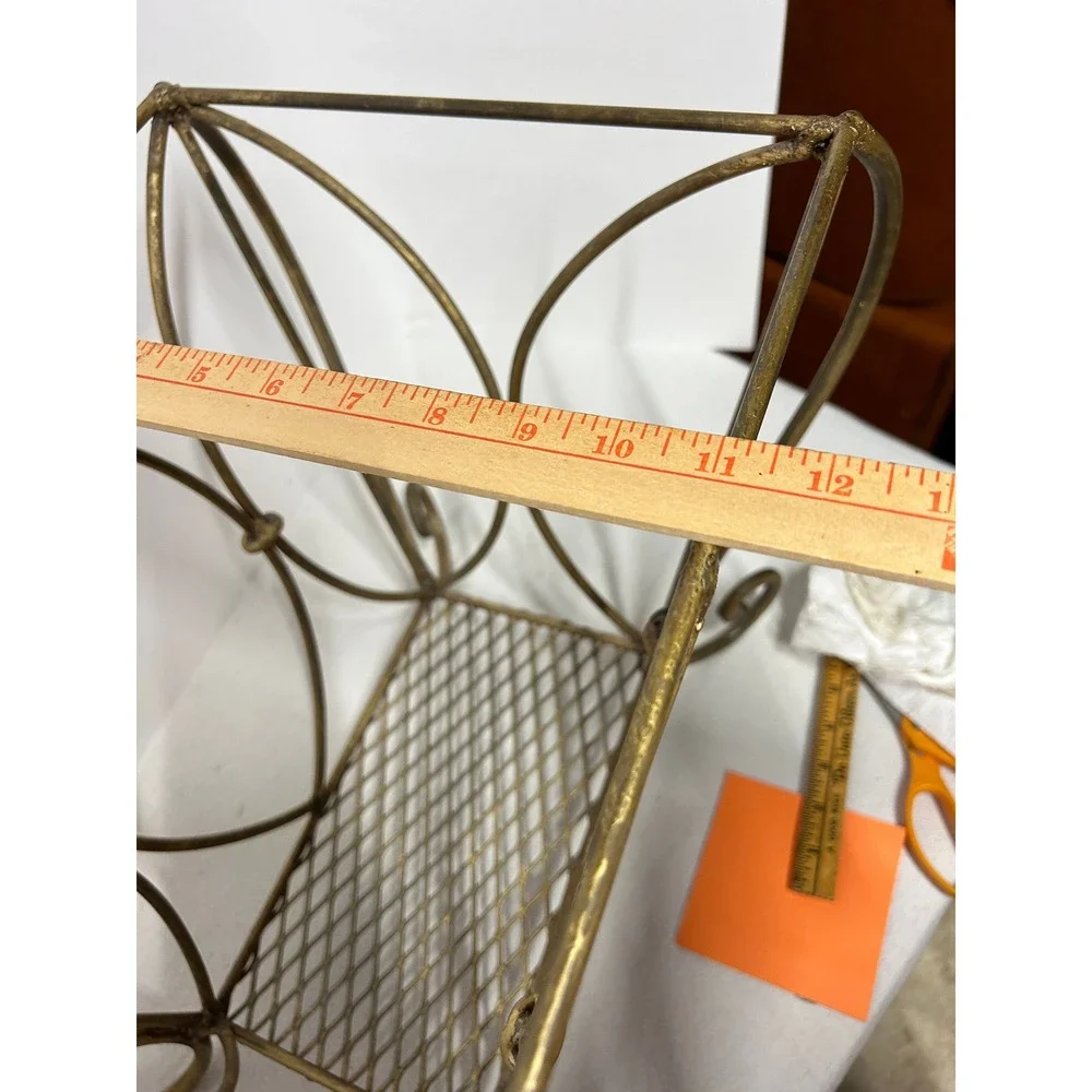 Art Deco Magazine Rack Vintage Brass Gilt Gold Finish‎ MCM Hollywood Regency